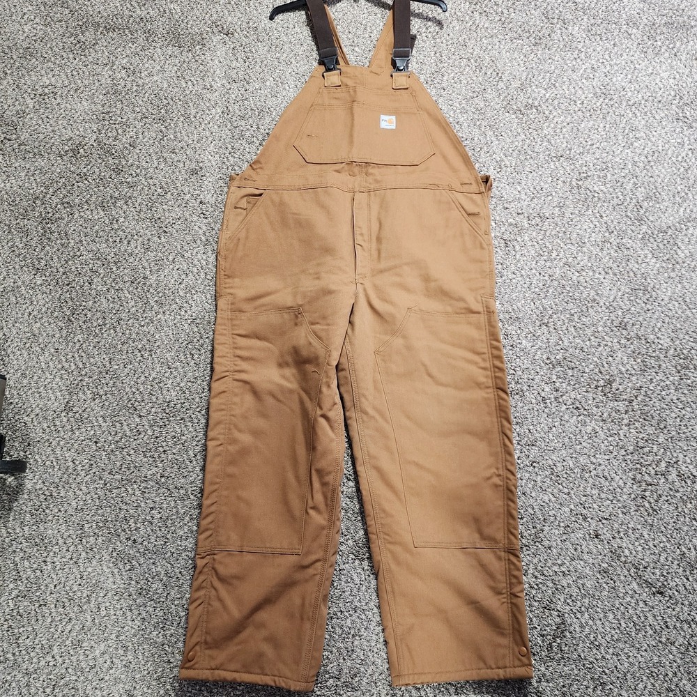 Vintage Carhartt FRR36 BRN‎ Flame Resistant Bib Overalls Mens 42x32 ATPV50